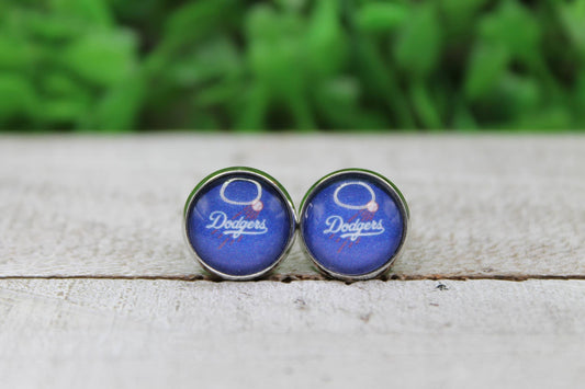 Dodgers Baseball Stud Earrings