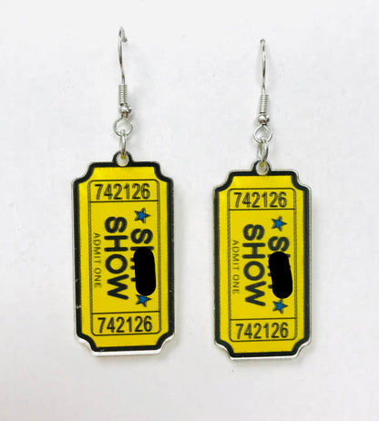 "S*** Show" Acrylic Ticket Stub Dangle Earrings
