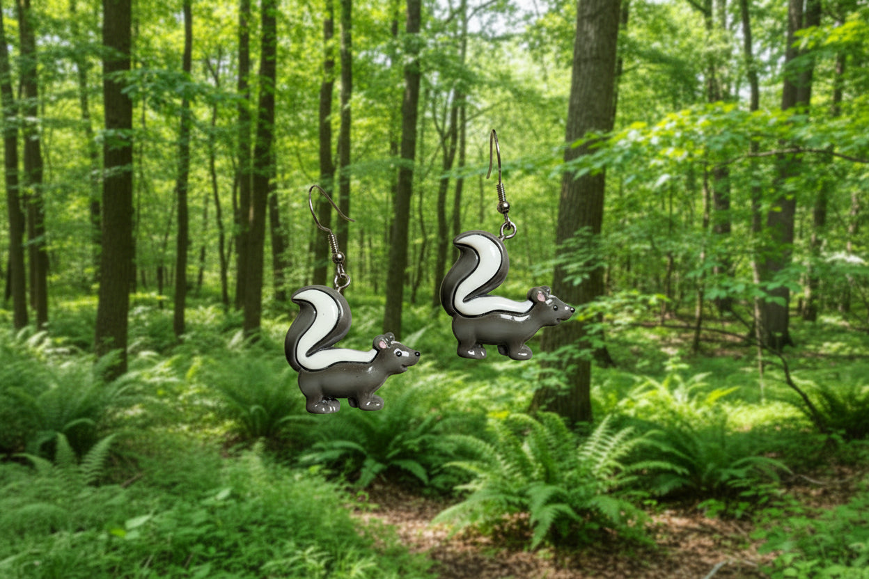 Skunk Earrings - Hypoallergenic Stainless Steel Hooks
