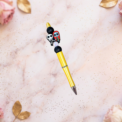 Jack & Sally Nightmare Before Christmas Beaded Bling Pen – Spooky Cute Decorative Pen