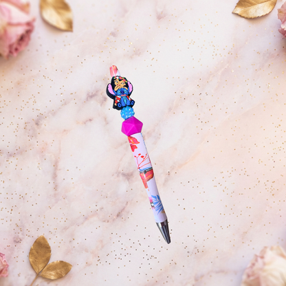 Lilo & Stitch Beaded Bling Pen – Tropical Floral Decorative Pen