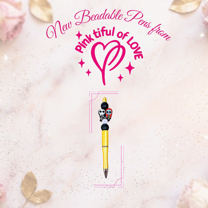 Jack & Sally Nightmare Before Christmas Beaded Bling Pen – Spooky Cute Decorative Pen