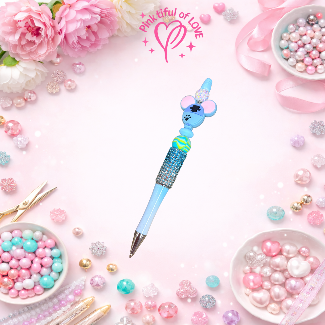 Stitch themed Mouse Beaded Bling Pen – Rhinestone Decorative Pen