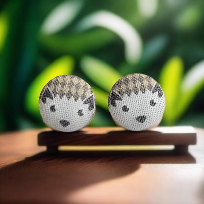 Hedgehog (small) Fabric button Stud EarringsPink tiful of LOVE