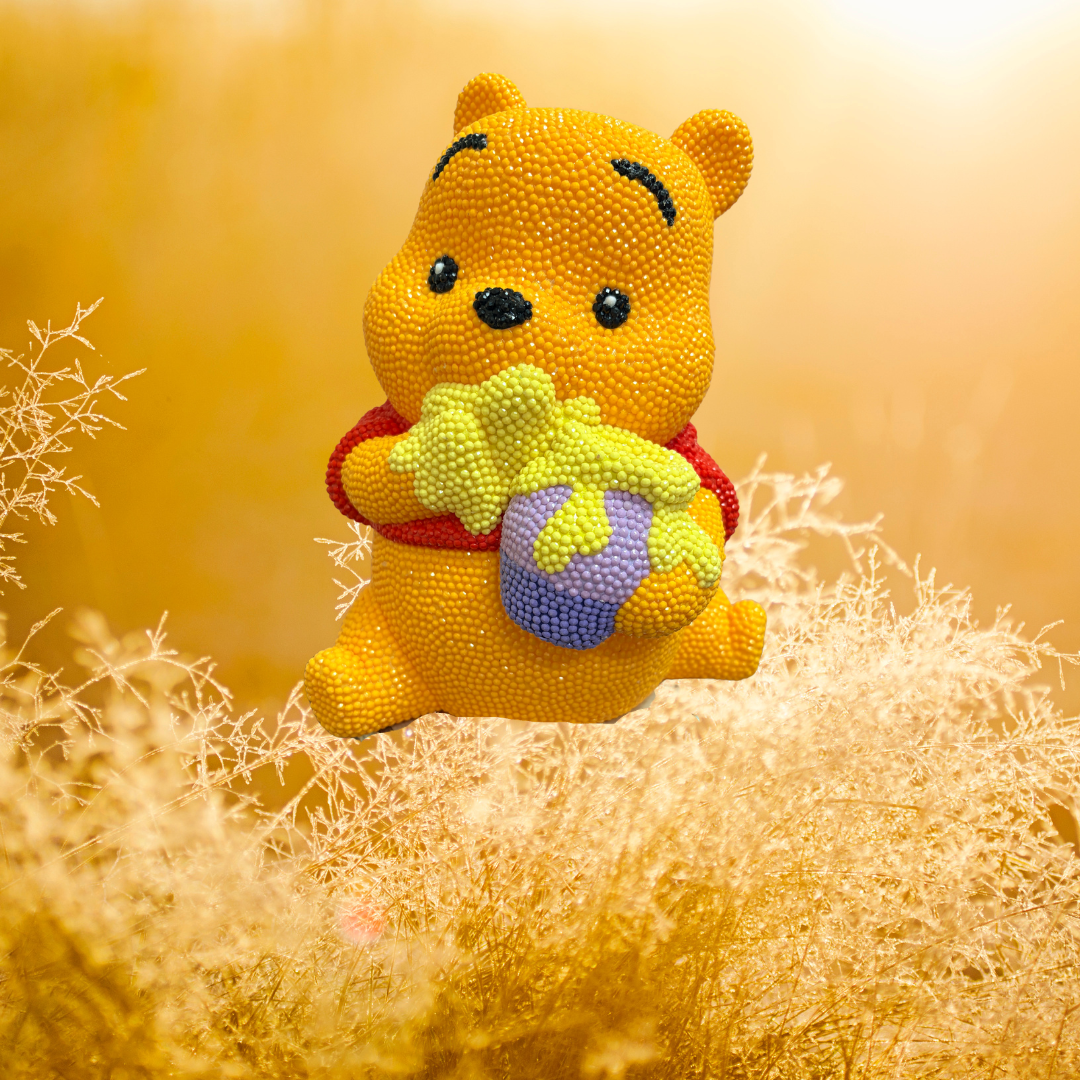 Bedazzled Honey Bear Coin Bank — Rhinestone Bling Figurine with Honey Pot