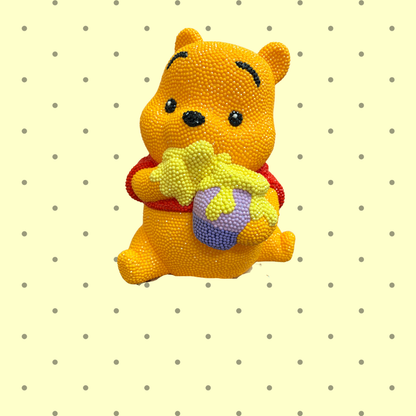 Bedazzled Honey Bear Coin Bank — Rhinestone Bling Figurine with Honey Pot