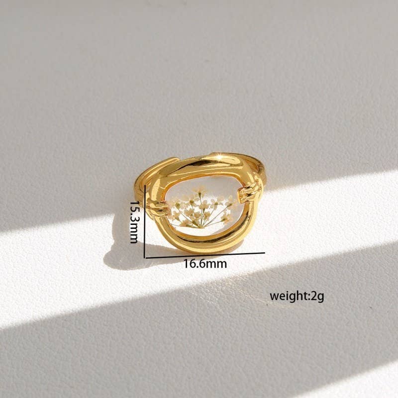 JOSSLYN by wall to wall - 18K STAINLESS STEEL TARNISH FREE FLORAL RINGS | 40R104: OVAL ORANGE