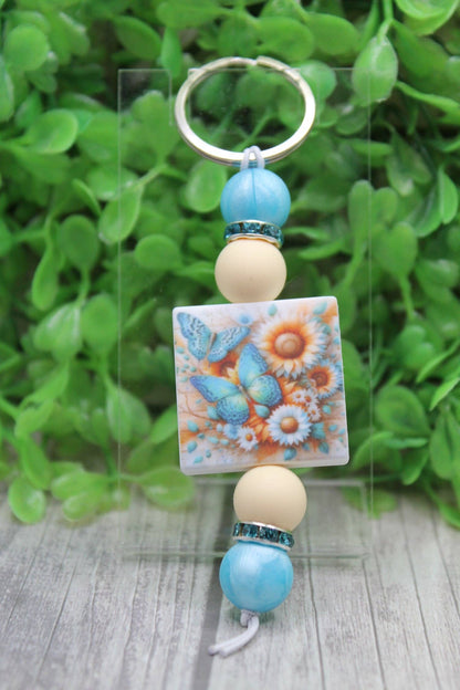 Floral Butterfly Beaded Silicone Keychain | Whimsical Gift