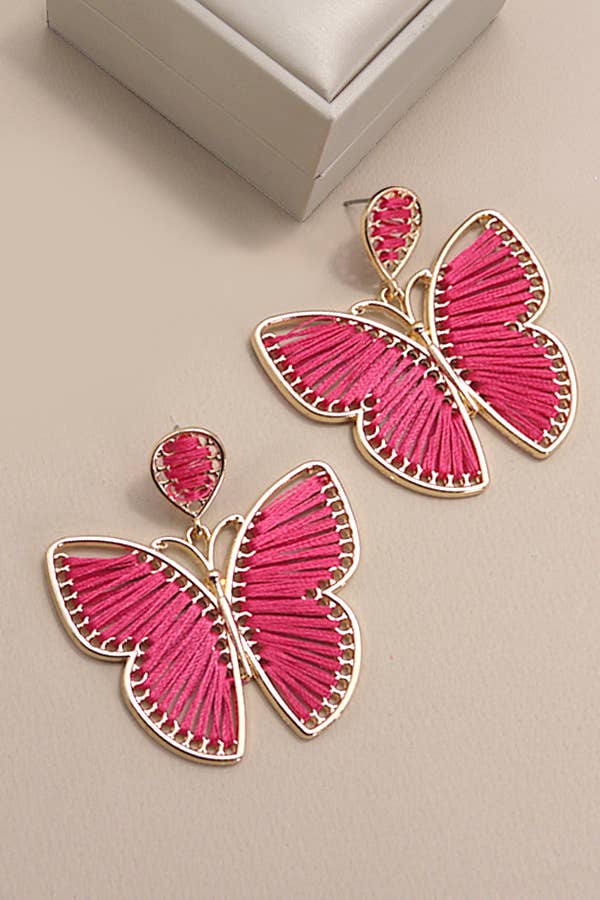RAFFIA RATTAN BUTTERFLY EARRINGS