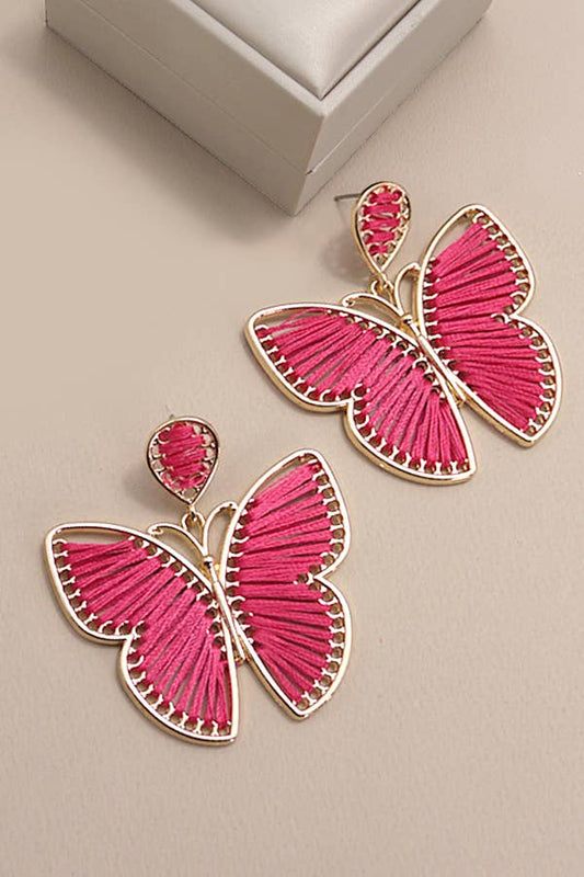 RAFFIA RATTAN BUTTERFLY EARRINGS