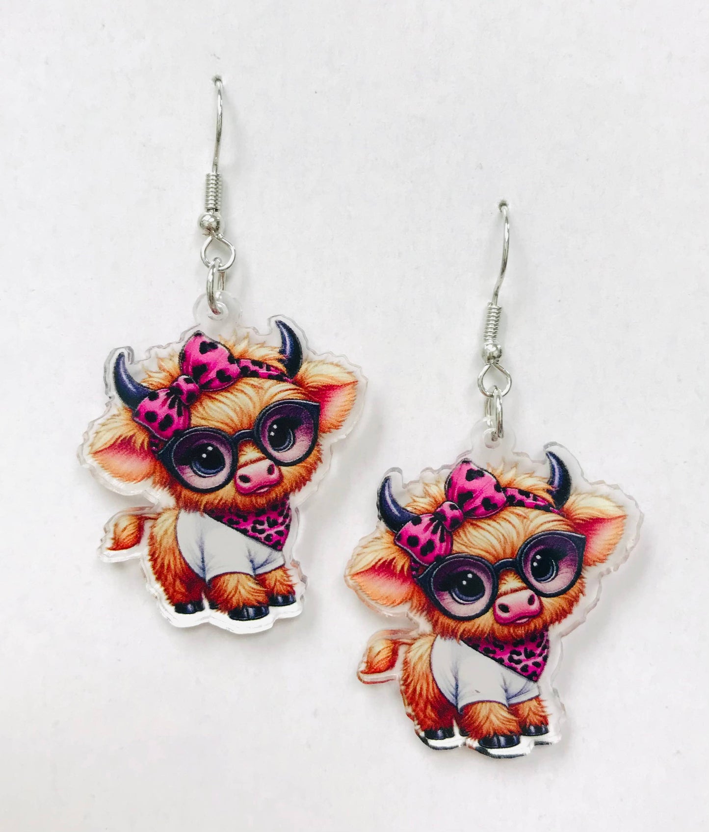 SimpleNGreat - Highland Cow Earrings, Acrylic Earrings: Cowboy