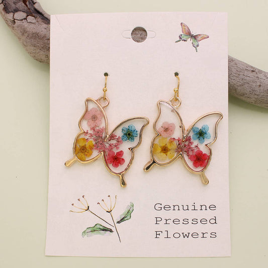 Butterfly Bouquet Dried Flower EarringsPink tiful of LOVE