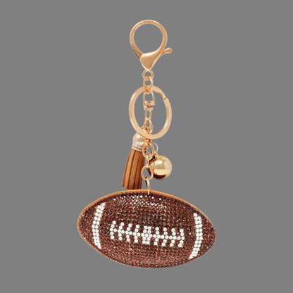 Bling Crystal Brown Football Key Chain