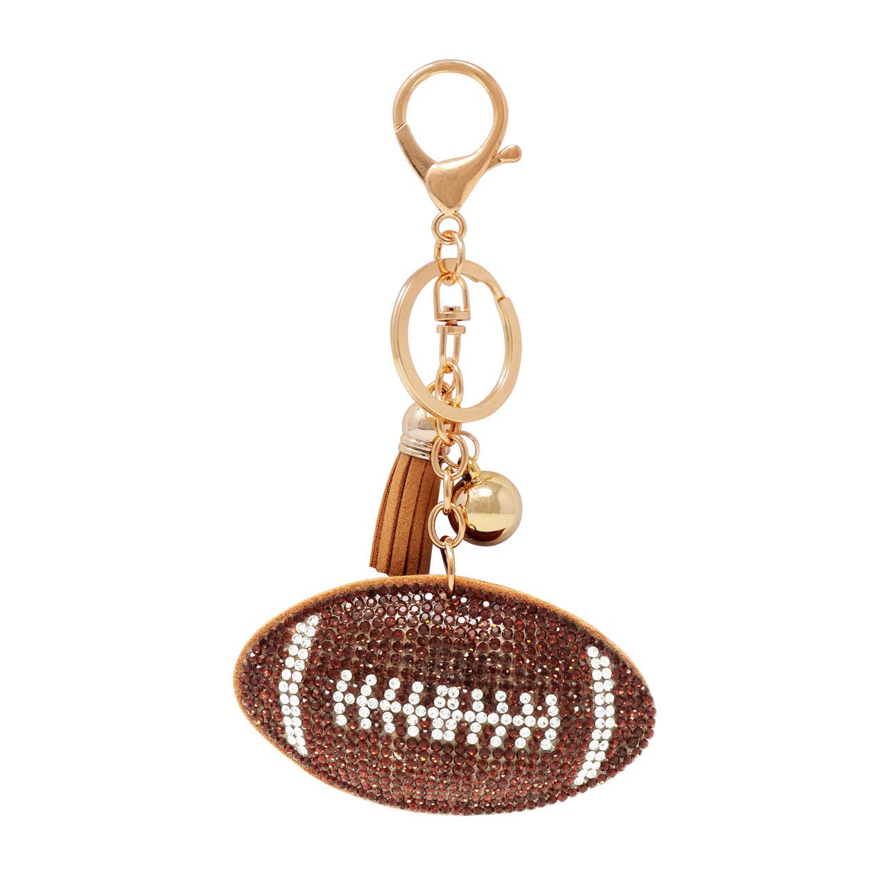 Bling Crystal Brown Football Key Chain