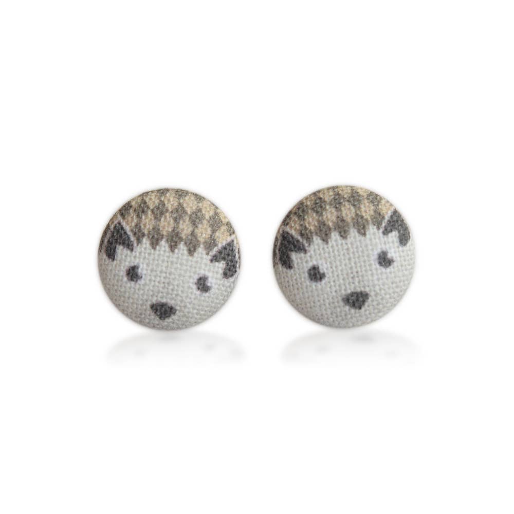 Hedgehog (small) Fabric button Stud EarringsPink tiful of LOVE