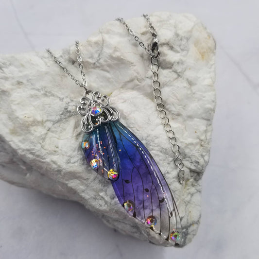 Butterfly Wing-Blue &amp; Purple Necklace: handmade Crystal Butterfly WingPink tiful of LOVE