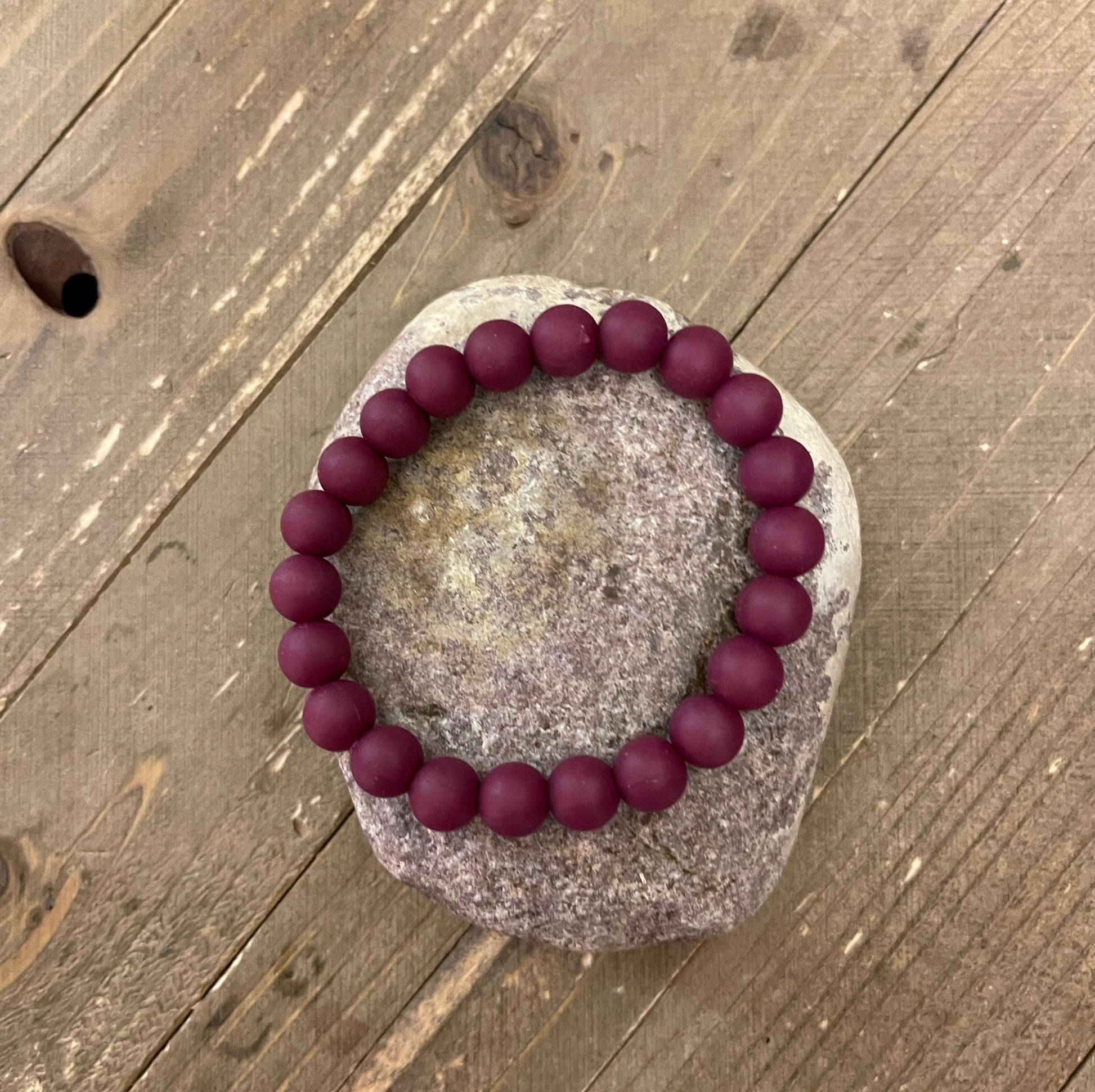 Red Wine Silicon Rubber Beaded Elastic/Stretch BraceletPink tiful of LOVE