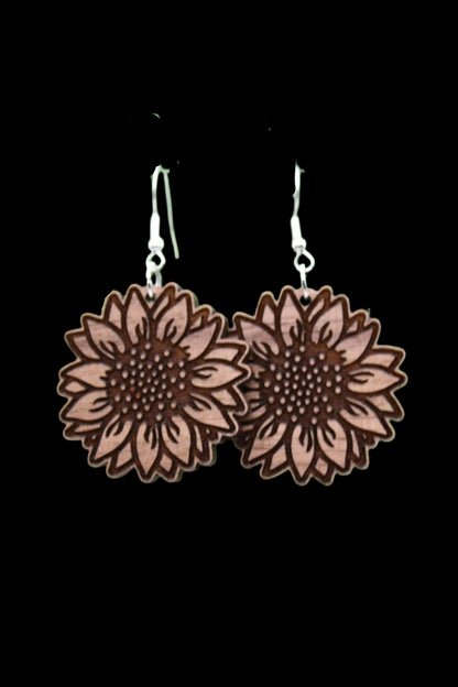 Sunflower Wooden Dangle Earrings