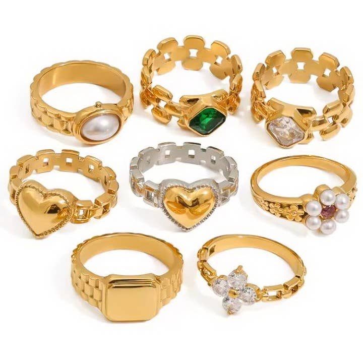 JOSSLYN by wall to wall - 18K STAINLESS STEEL TARNISH FREE  RINGS | 40R119: TWO TONE HEART