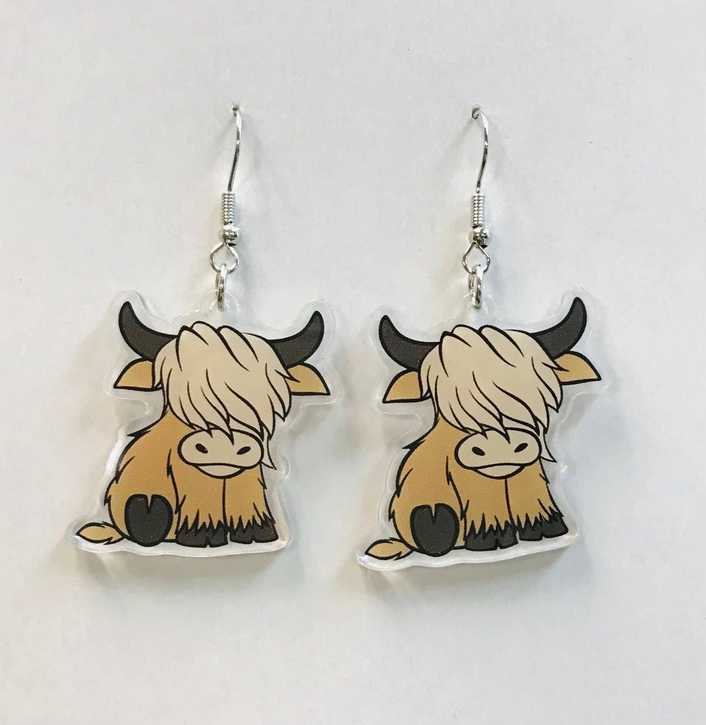 SimpleNGreat - Highland Cow Earrings, Acrylic Earrings: Cowboy