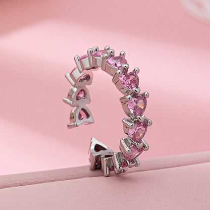 JOSSLYN by wall to wall - Pink Heart Eternity Band Ring | 80R219: Silver