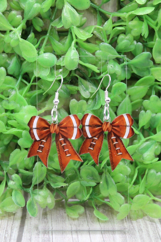 Football Bow Wire Earrings