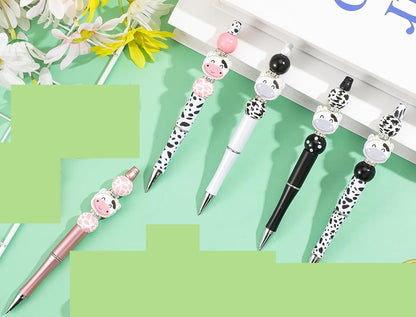Cow-Themed Beadable Pens (Wood Beads) – Choose Your Style | 5 Designs Available