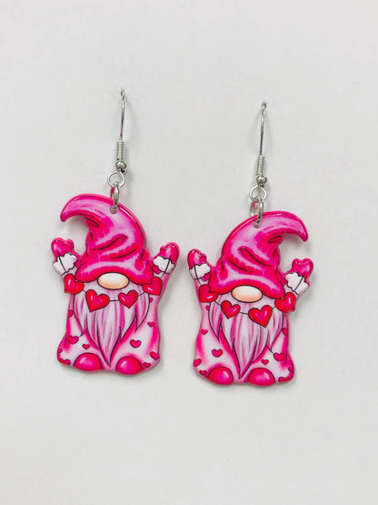 Sweet Valentine Gnome Acrylic Dangle Earrings