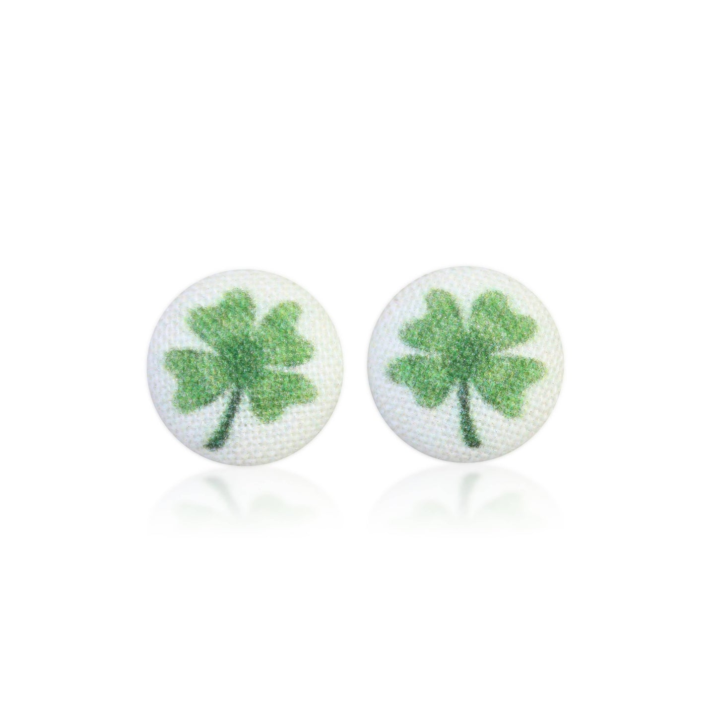 Four Leaf Clover (small) Fabric button Stud Earrings