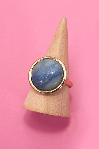 JOSSLYN by wall to wall - NATURAL STONE COCKTAIL STATEMENT RING | 80R084: BLUE AGATE