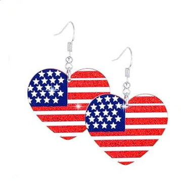 4th of July Heart wire Earrings
