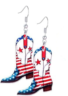 4th of July cowboy boots wire Earrings