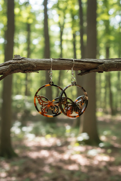 Butterfly Circle Earrings – Lightweight Acrylic Statement Jewelry