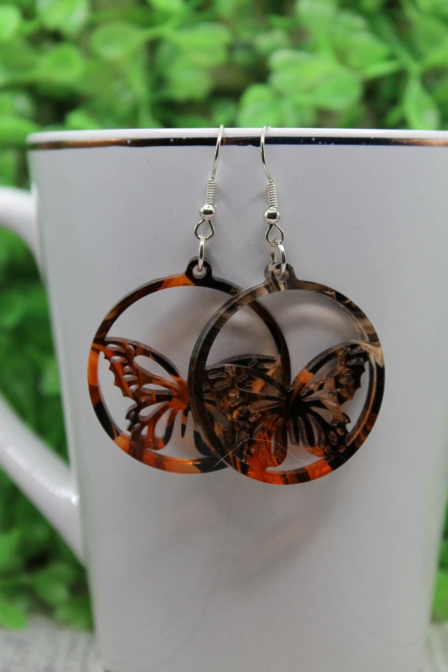 Butterfly Circle Earrings – Lightweight Acrylic Statement Jewelry