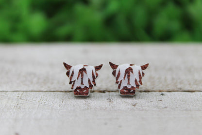 Highland Cow Stud Earrings | Handmade Acrylic Animal Jewelry