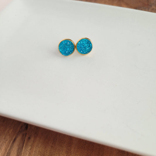 Aqua Blue Geode Druzy Stud EarringsPink tiful of LOVE