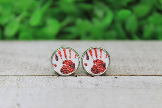 Bloody Hands Faux Leather Stud Earrings