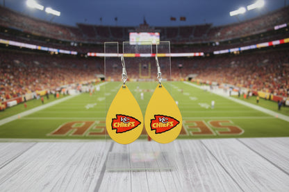 KC Chiefs Red Arrow Teardrop Dangle Earrings | Handmade Fan Jewelry