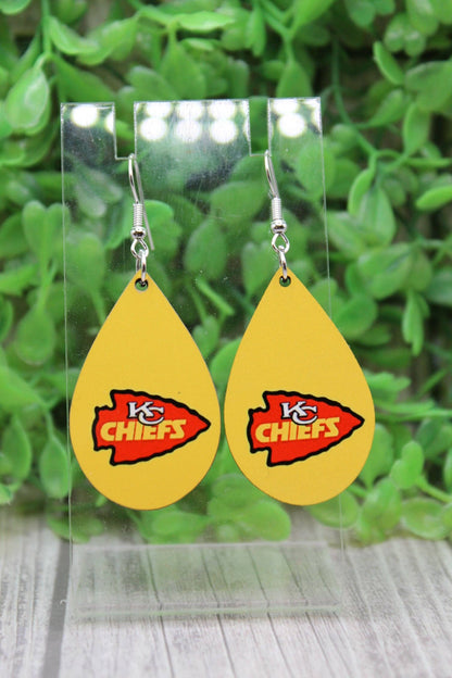 KC Chiefs Red Arrow Teardrop Dangle Earrings | Handmade Fan Jewelry