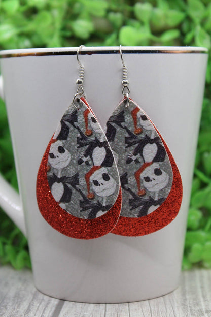 Santa Hat Jack Teardrop Earrings | Handmade Holiday Statement Earrings