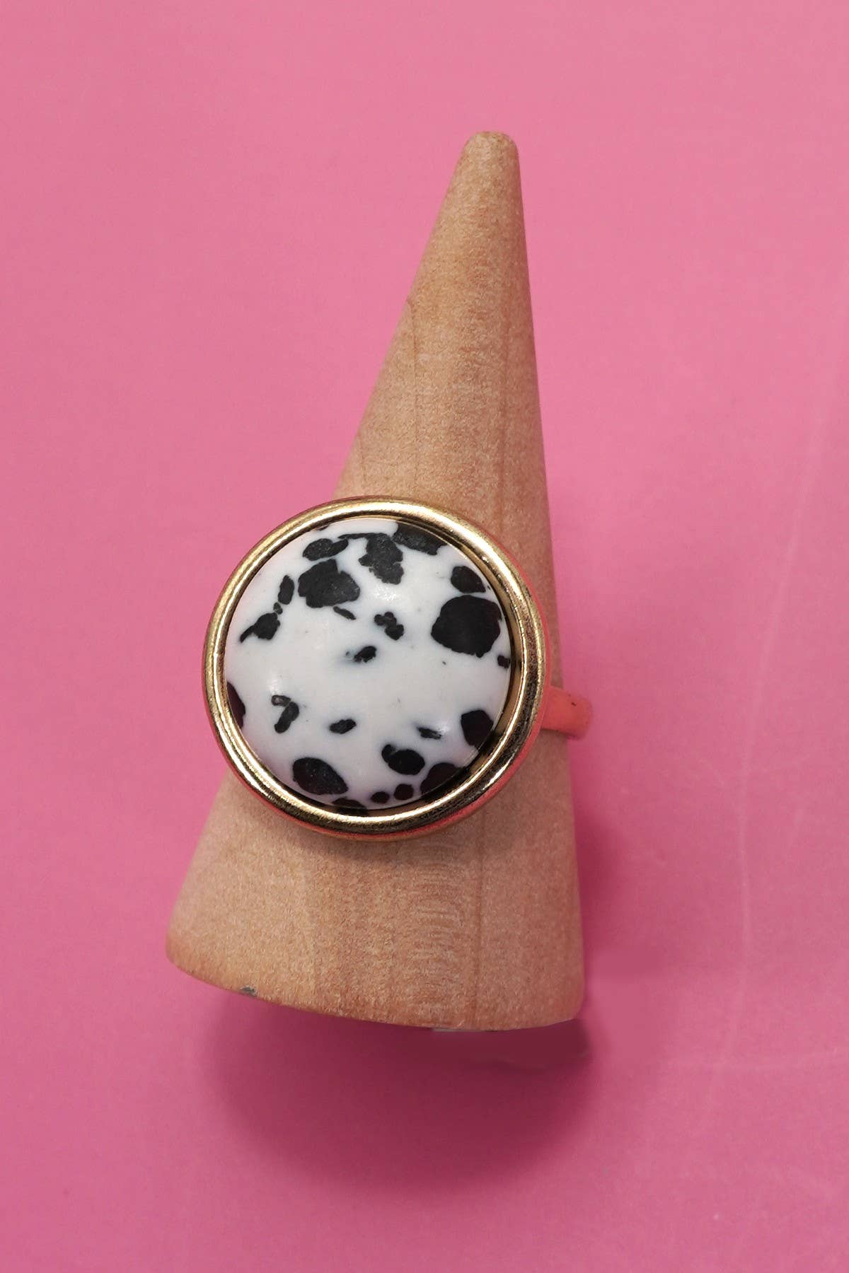 JOSSLYN by wall to wall - NATURAL STONE COCKTAIL STATEMENT RING | 80R084: DALMATIAN