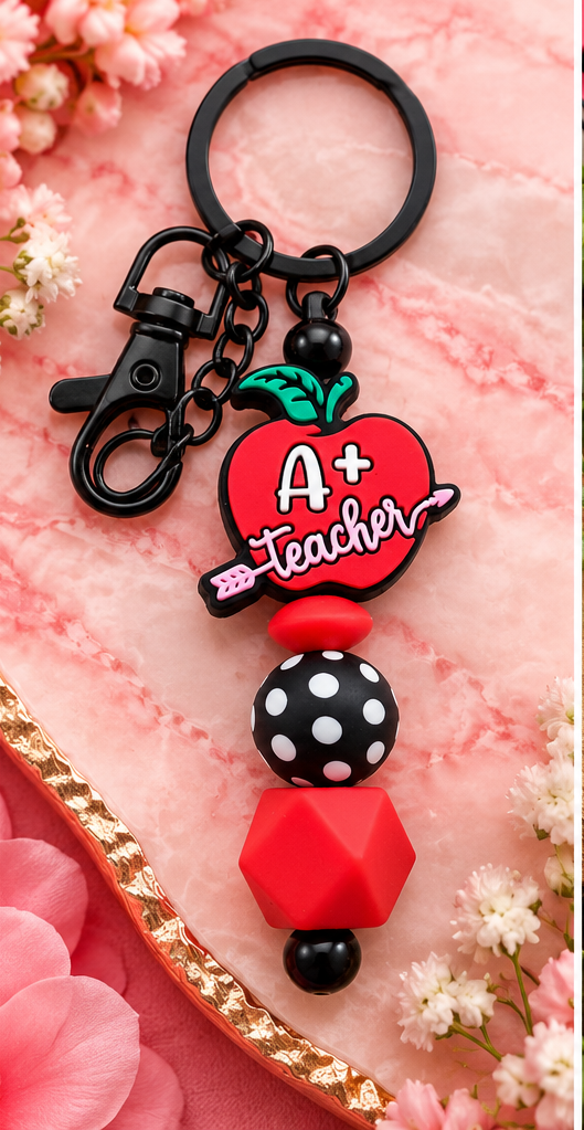 A+ Teacher Apple Beaded Keychain*