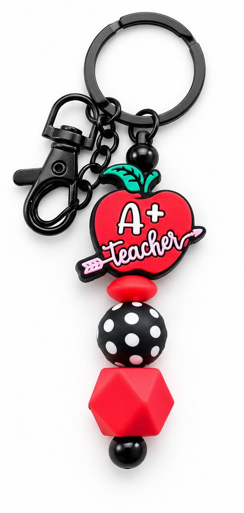 A+ Teacher Apple Beaded Keychain*