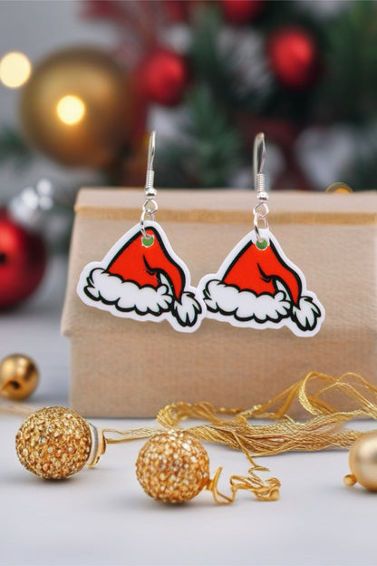 Mini Santa Hat Dangle Earrings – Festive Acrylic Holiday Minis