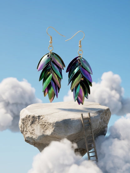 Holographic Chainmail Scales Dangle Earrings