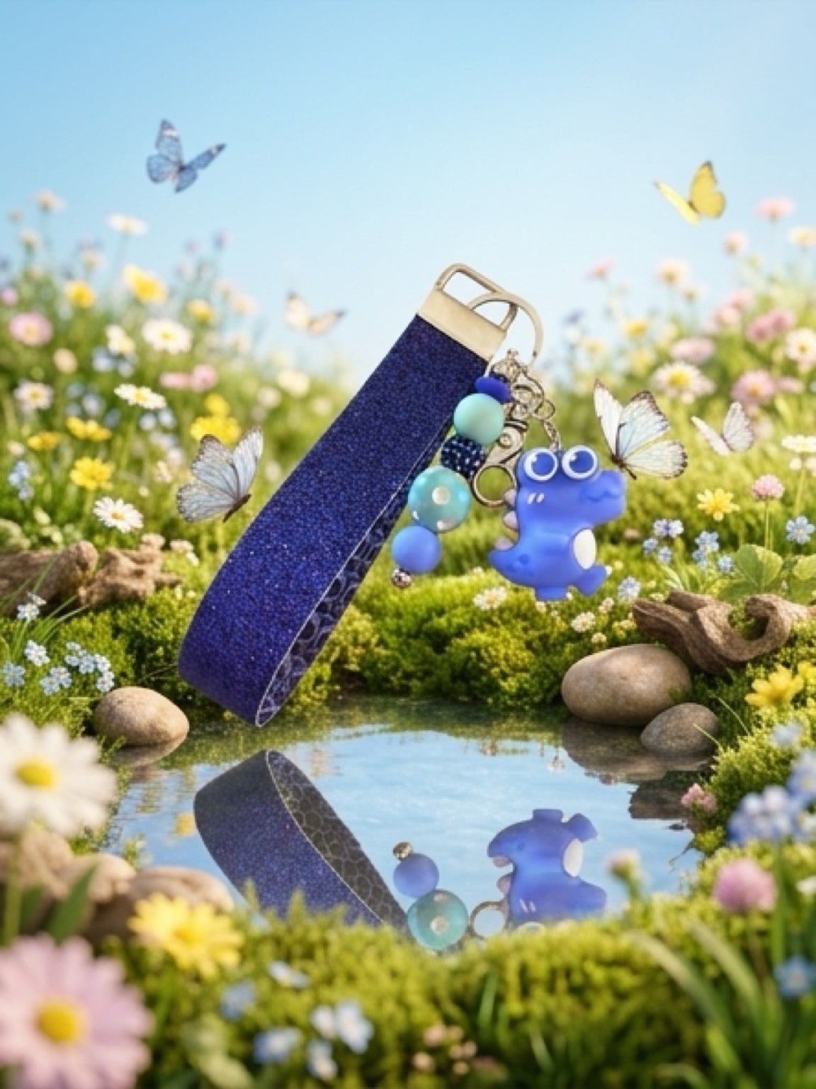 Blue Croc Wristlet Keychain