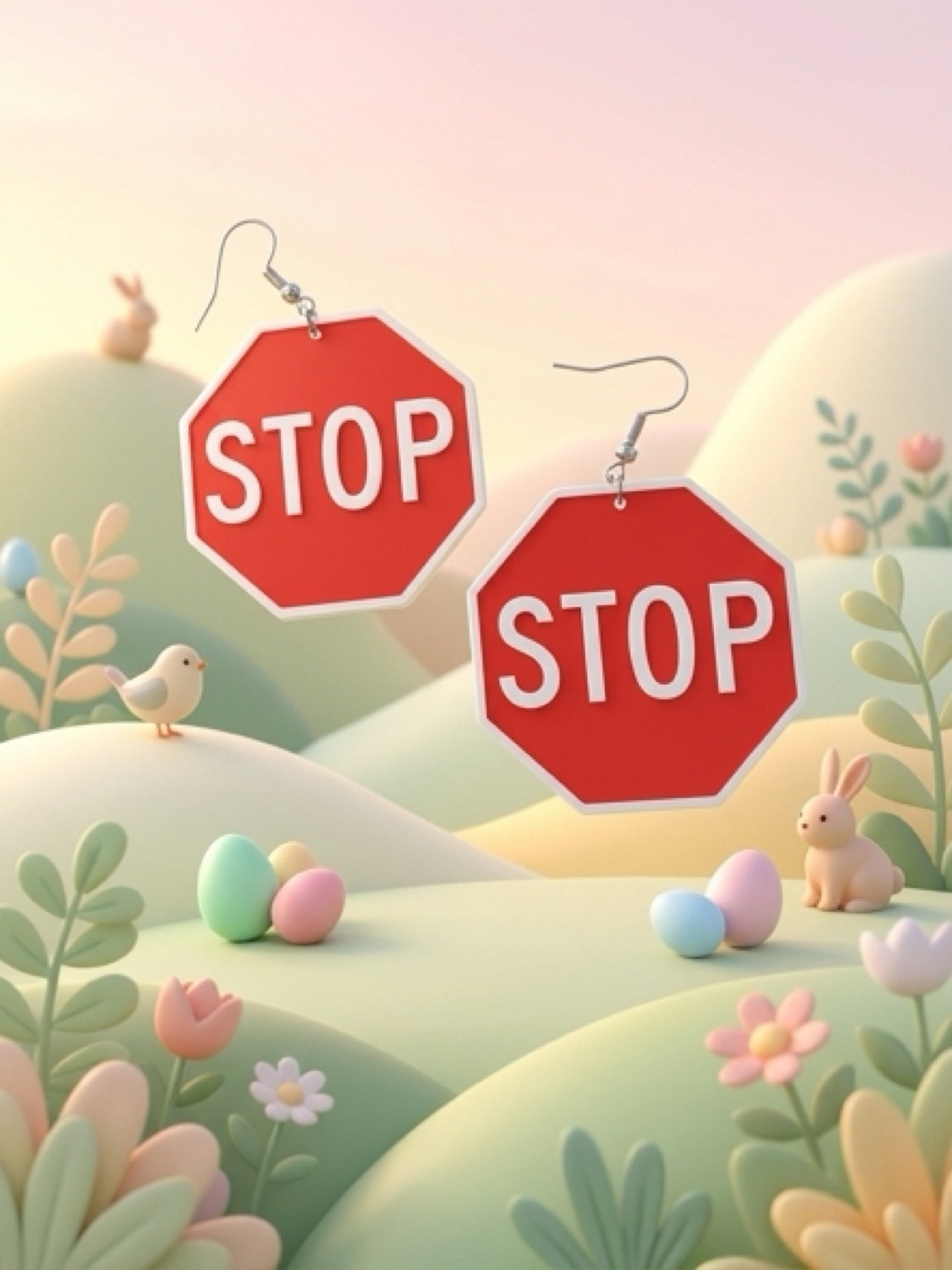 Stop Sign Earrings – Bold Statement Dangle Earrings