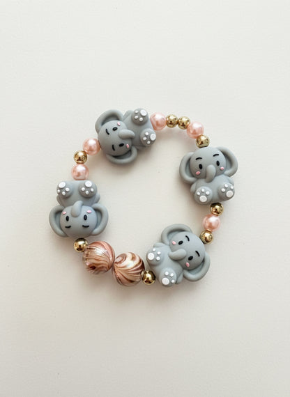 Cute Elephant Beaded Stretch Bracelet – Silicone Elephant beads