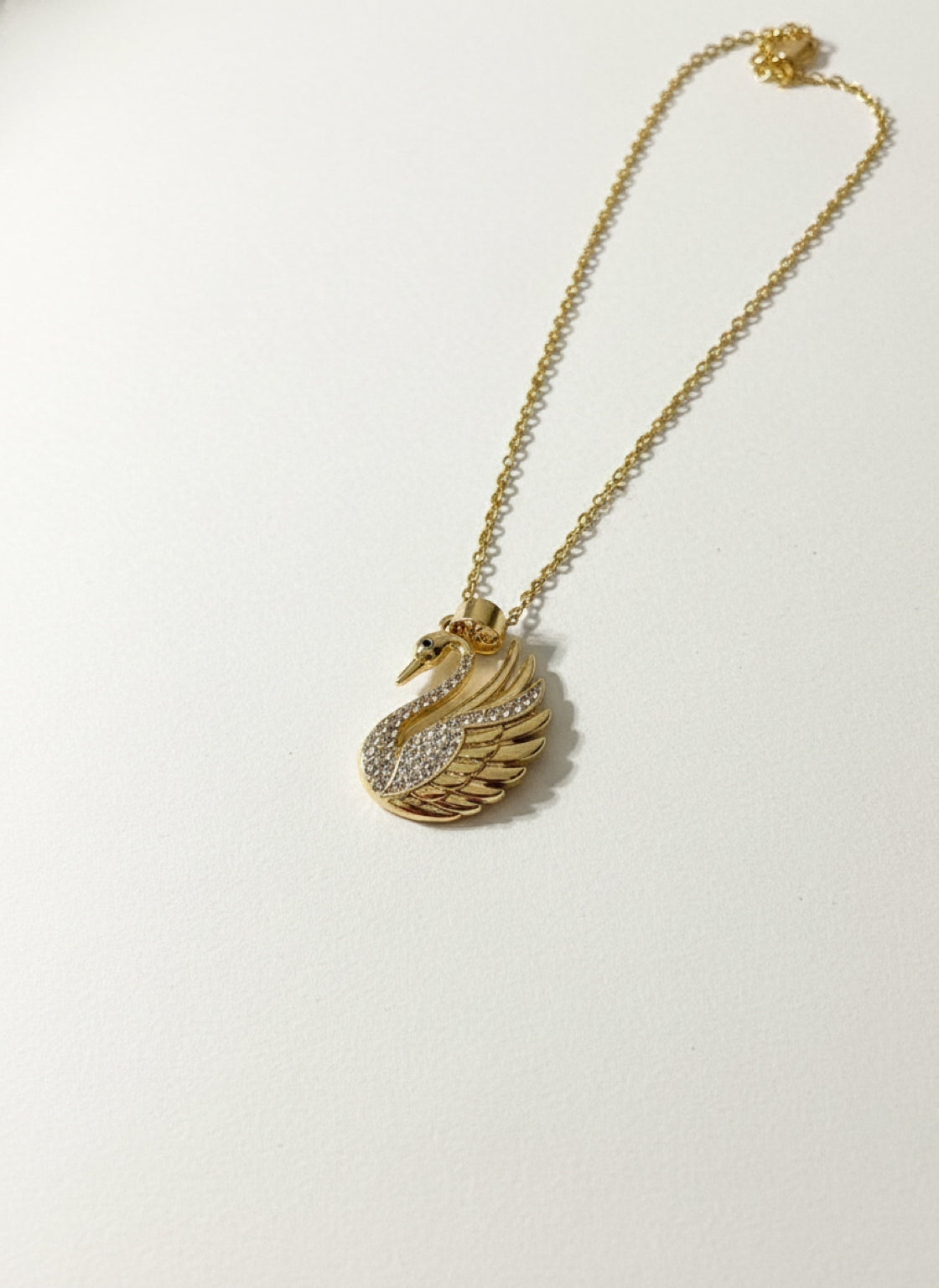 Rhinestone Swan Pendant Necklace