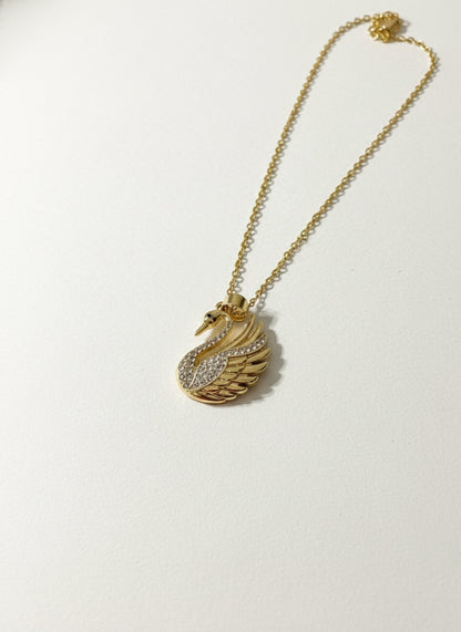 Rhinestone Swan Pendant Necklace